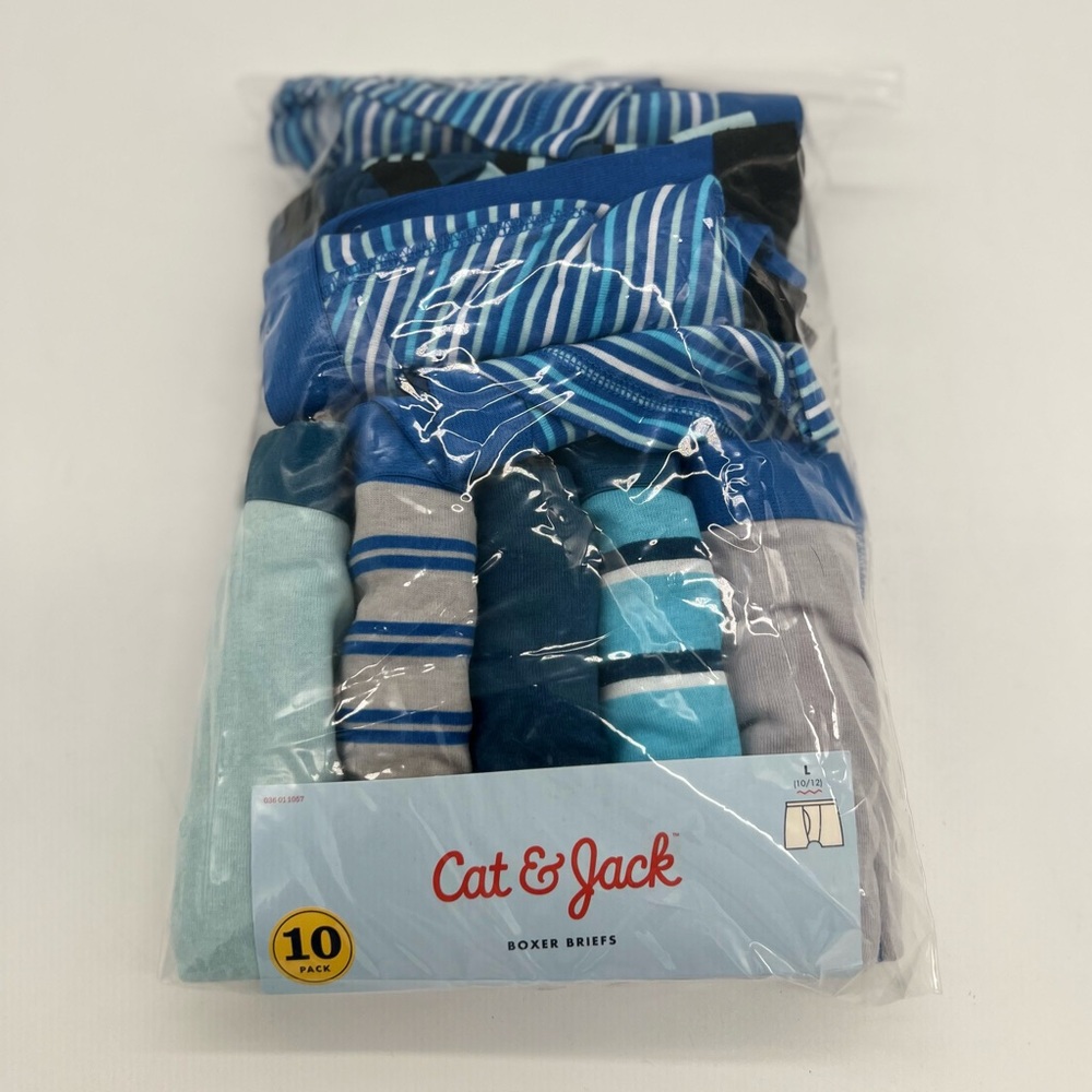Cat & Jack 9 Pack 100% Cotton Boxer Briefs Assorted Colors Size Large 10-12